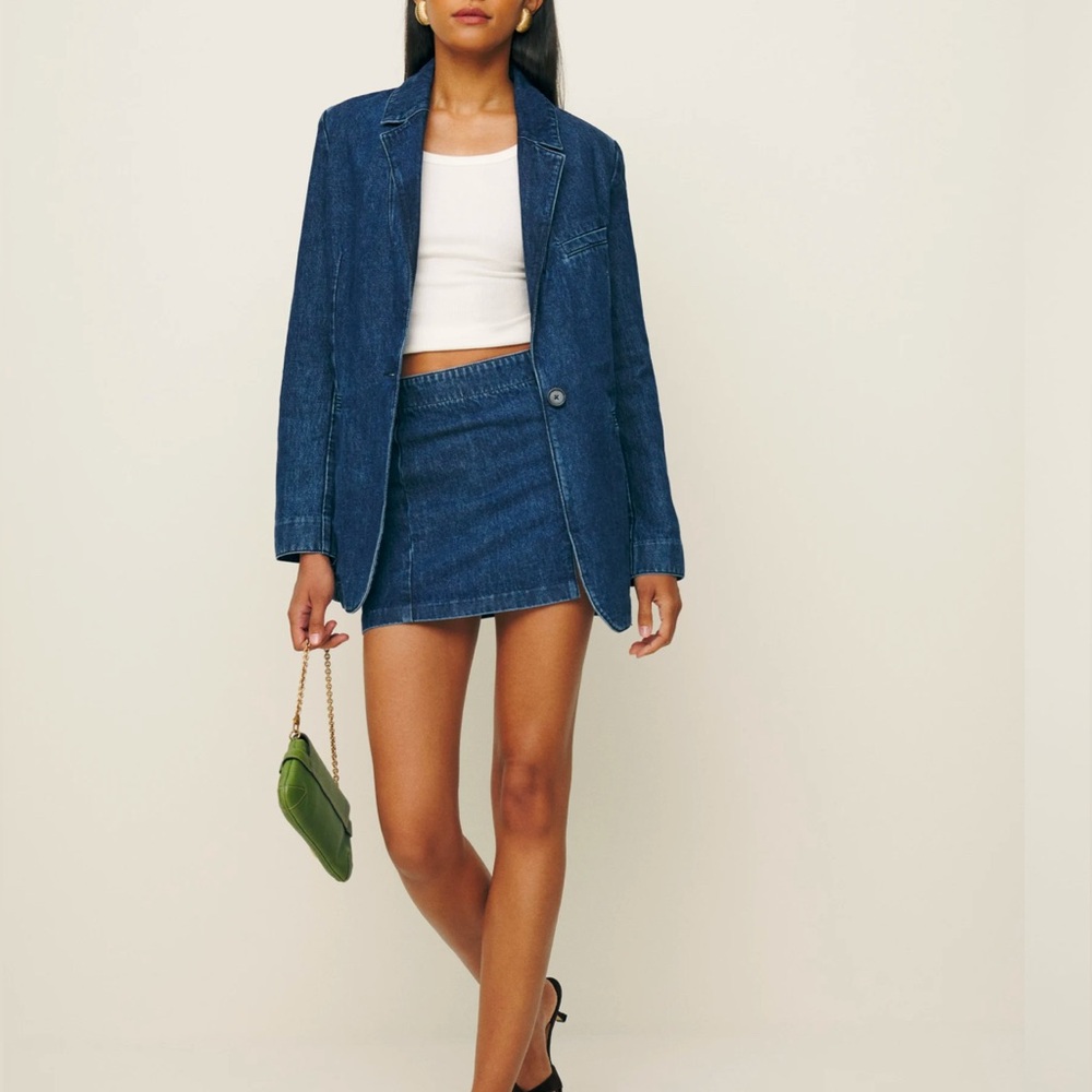 Reformation Elsa Denim Relaxed Fit Blazer